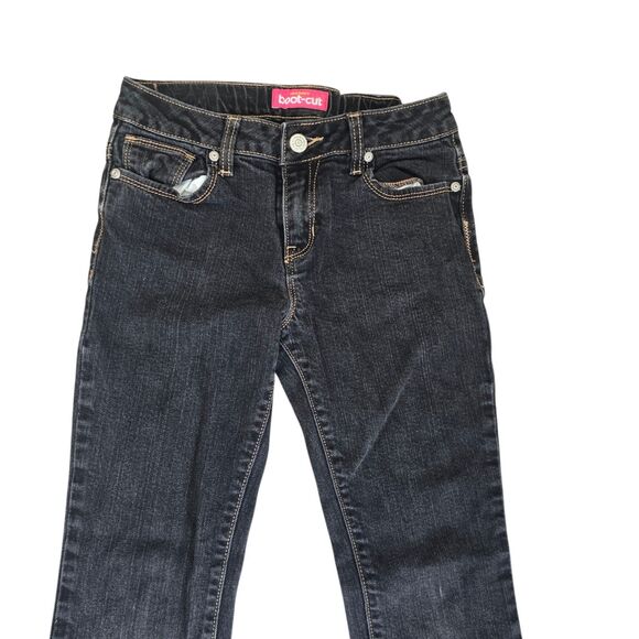 Old Navy Girls Mid-Rise  Boot Cut  Black Jeans Size 12 Adjustable Waist Zip - Picture 2 of 9